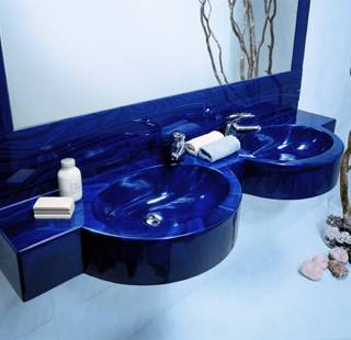 Lavabo Marlux blu a due vasche